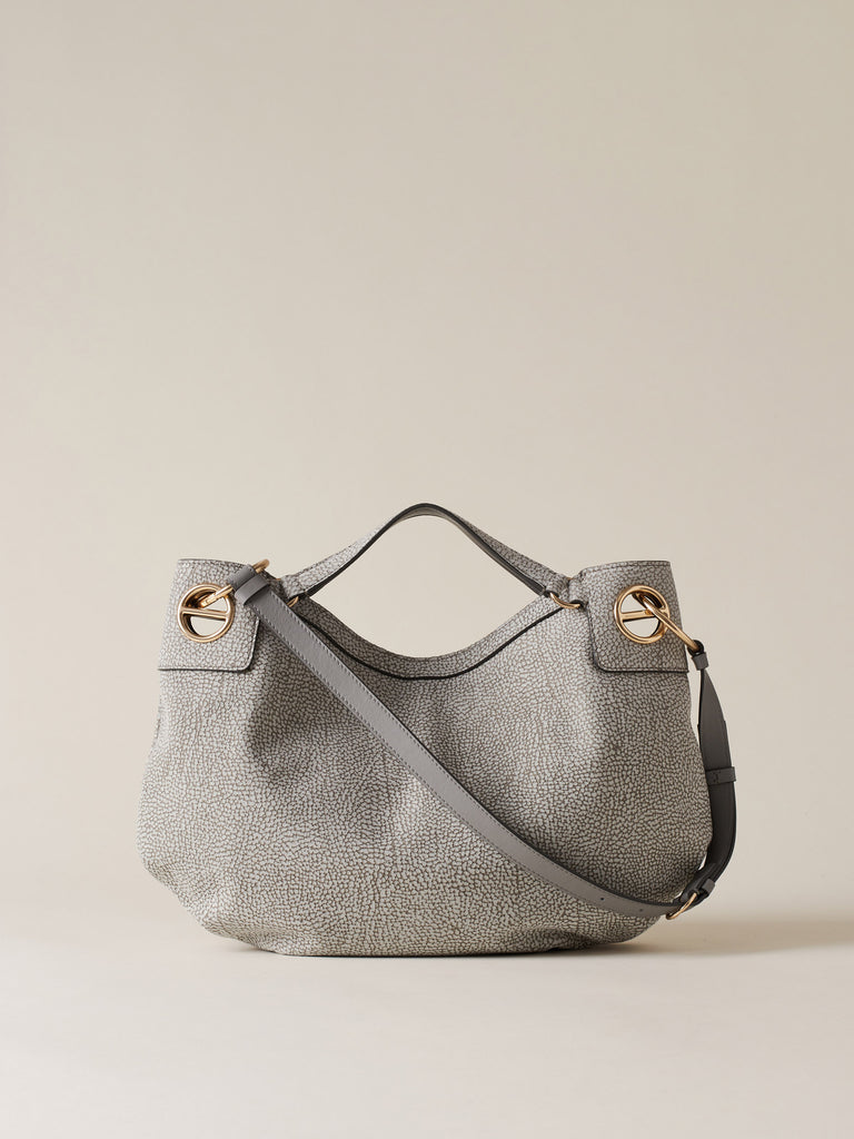 Op Suede Handbag - LONDON HOBO BAG MEDIUM - Borbonese