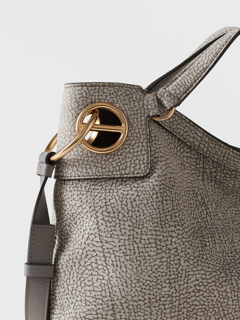 Op Suede Handbag - LONDON HOBO BAG MEDIUM - Borbonese