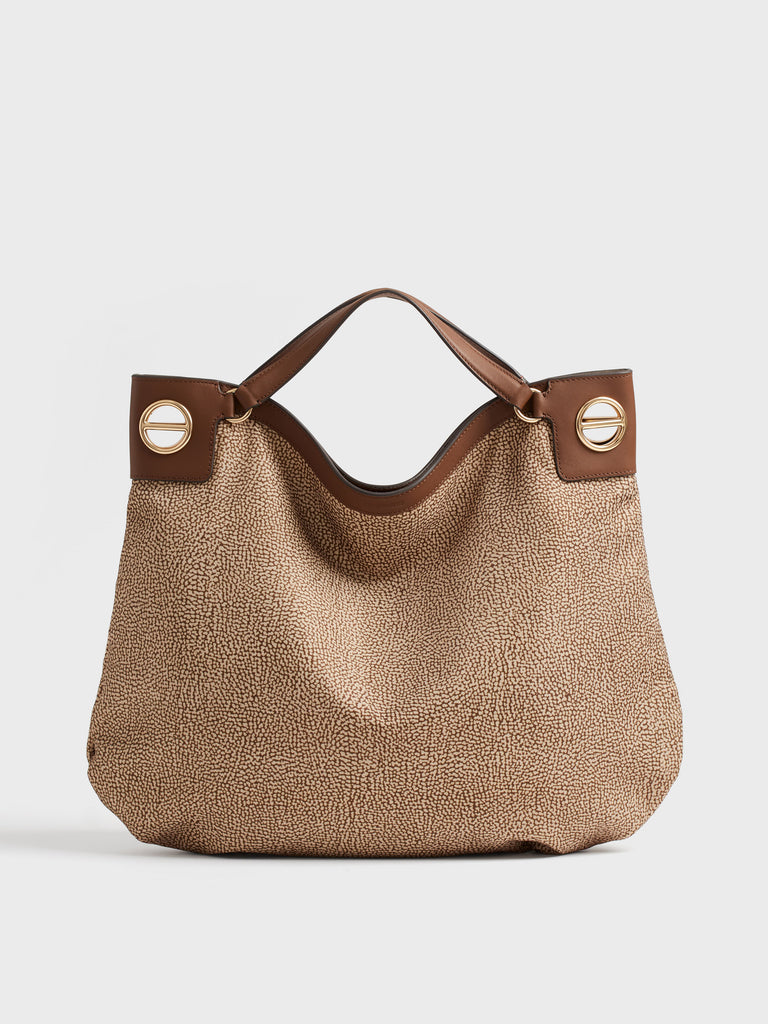 Shoulder bag in fabric Op - LONDON Large Hobo Bag - Borbonese