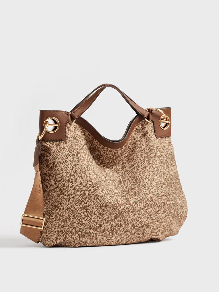 Shoulder bag in fabric Op - LONDON Large Hobo Bag - Borbonese