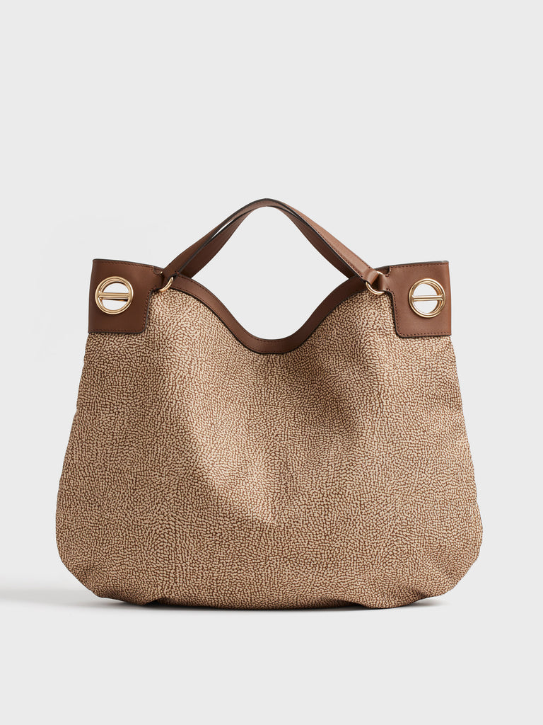 Shoulder bag in fabric Op - LONDON Large Hobo Bag - Borbonese