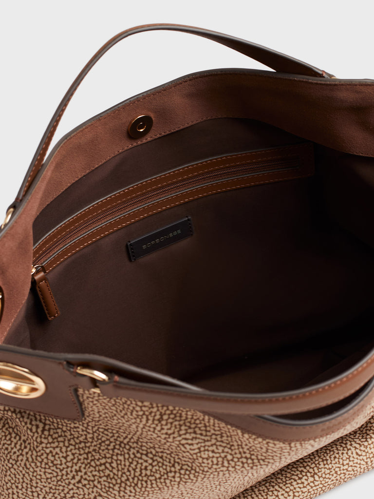 Shoulder bag in fabric Op - LONDON Large Hobo Bag - Borbonese