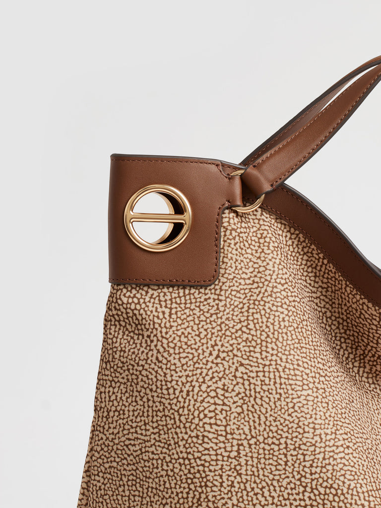 Shoulder bag in fabric Op - LONDON Large Hobo Bag - Borbonese