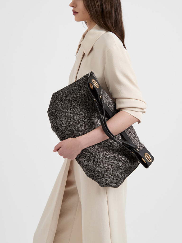 Shoulder bag in fabric Op - LONDON Large Hobo Bag - Borbonese