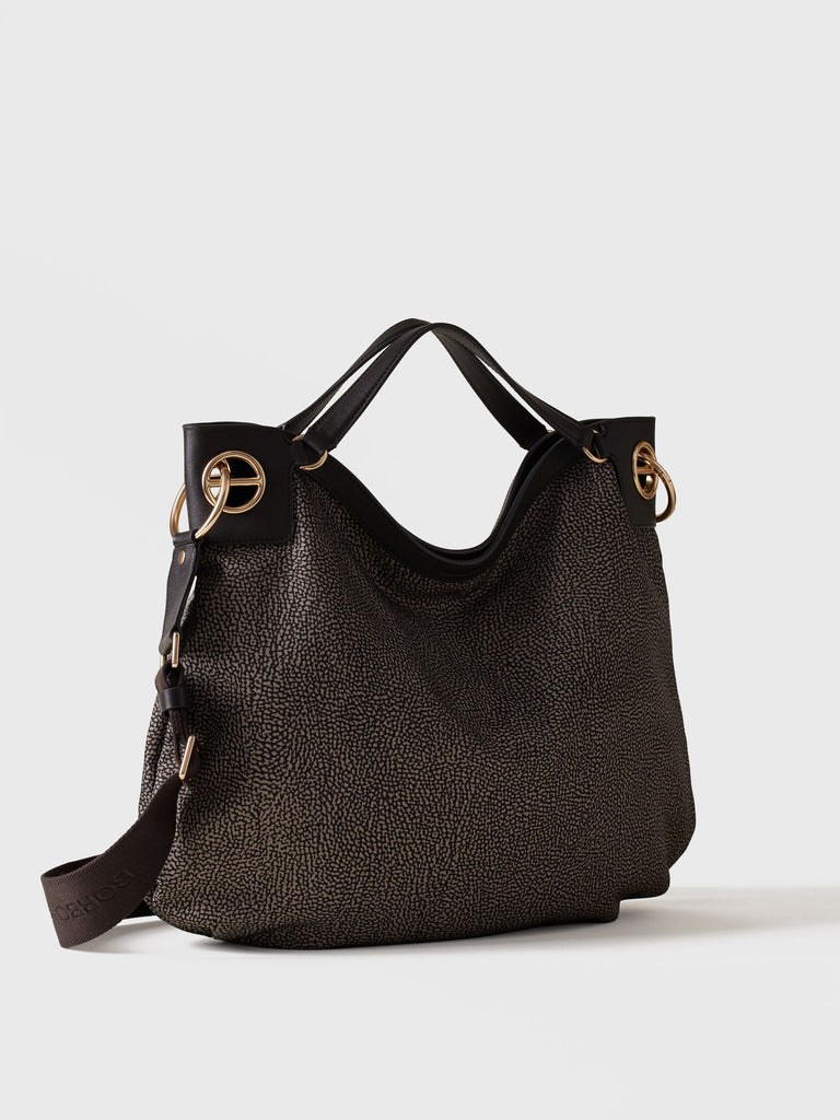 Borsa a spalla in Tessuto riciclato Op - LONDON BORSA HOBO LARGE - Borbonese