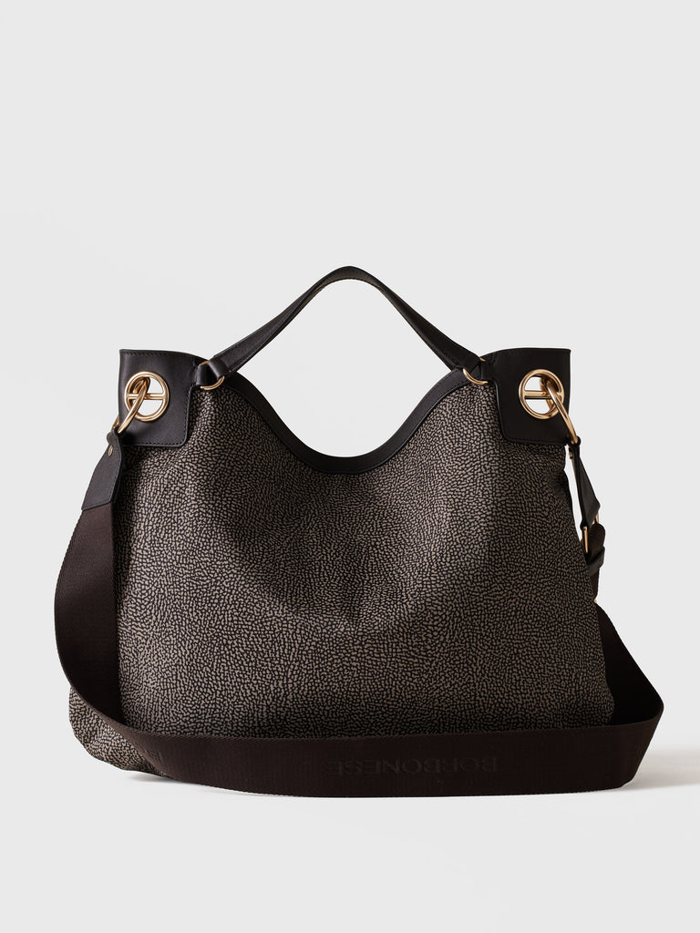 Borsa a spalla in Tessuto riciclato Op - LONDON BORSA HOBO LARGE - Borbonese