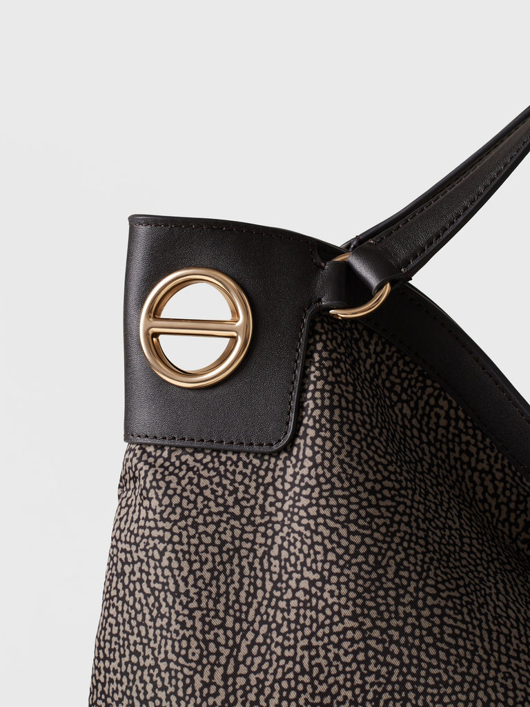 Borsa a spalla in Tessuto riciclato Op - LONDON BORSA HOBO LARGE - Borbonese