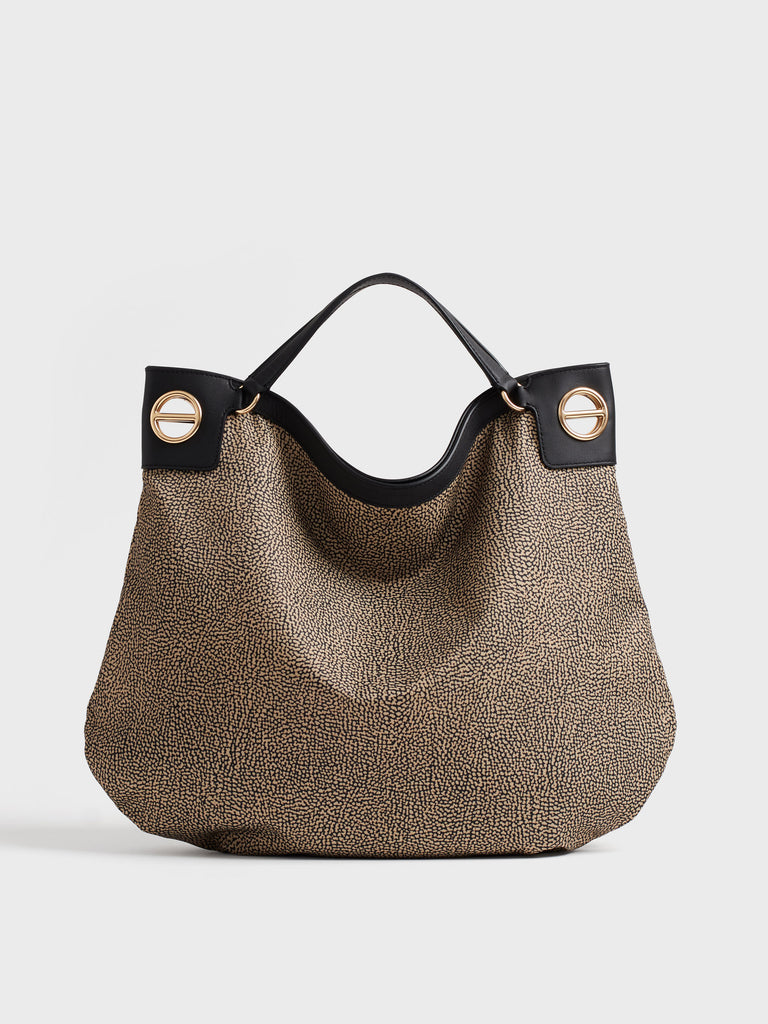 Shoulder bag in fabric Op - LONDON Large Hobo Bag - Borbonese