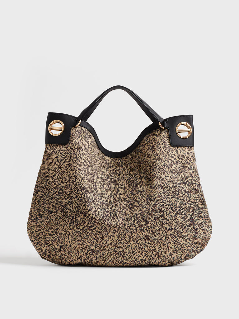 Shoulder bag in fabric Op - LONDON Large Hobo Bag - Borbonese
