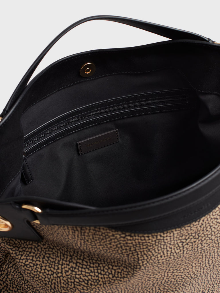 Shoulder bag in fabric Op - LONDON Large Hobo Bag - Borbonese