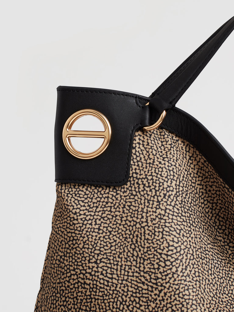 Shoulder bag in fabric Op - LONDON Large Hobo Bag - Borbonese