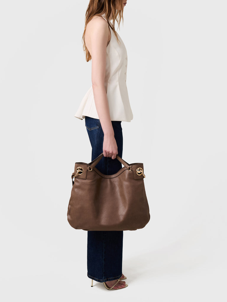 Leather shoulder bag - LONDON SHOPPING BAG LARGE - Borbonese