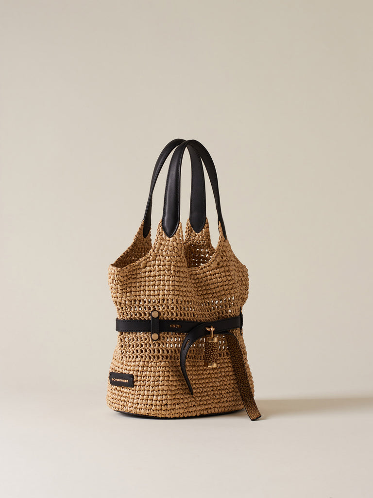 Straw effect fabric Shoulder bag - PREMIERE BUCKET BAG SMALL - Borbonese