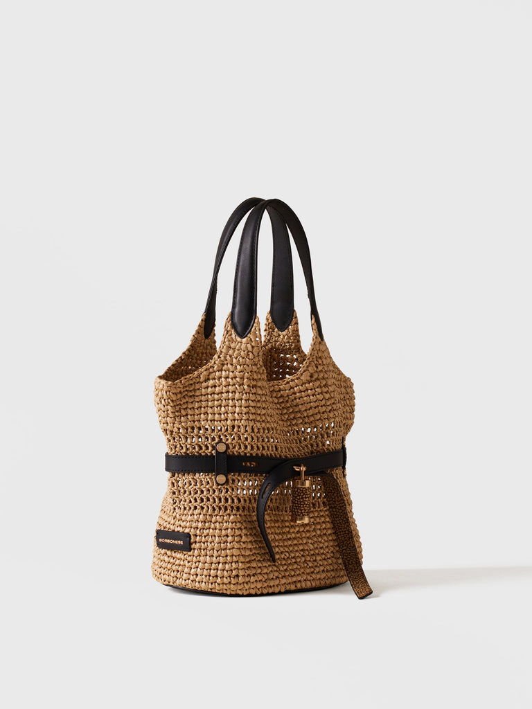 Borsa a spalla in Tessuto effetto Paglia - PREMIERE SECCHIELLO SMALL - Borbonese