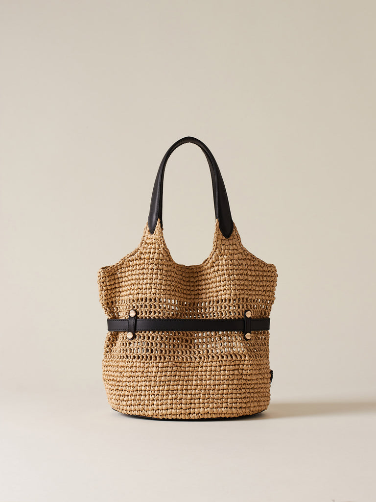 Straw effect fabric Shoulder bag - PREMIERE BUCKET BAG SMALL - Borbonese