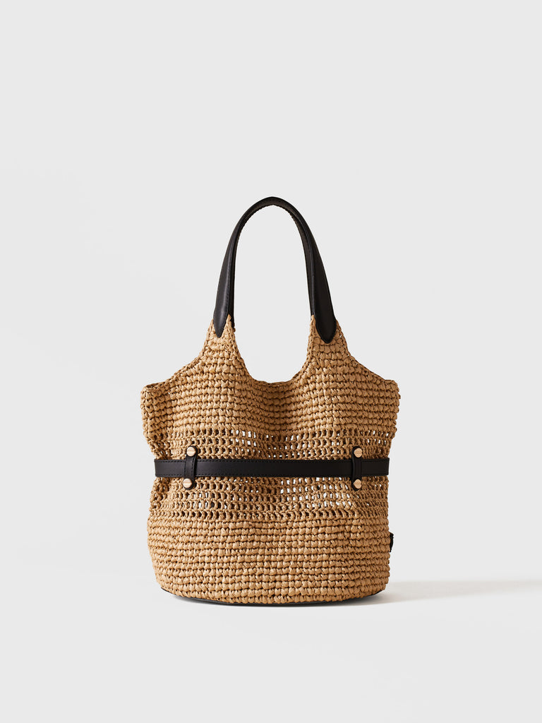 Borsa a spalla in Tessuto effetto Paglia - PREMIERE SECCHIELLO SMALL - Borbonese