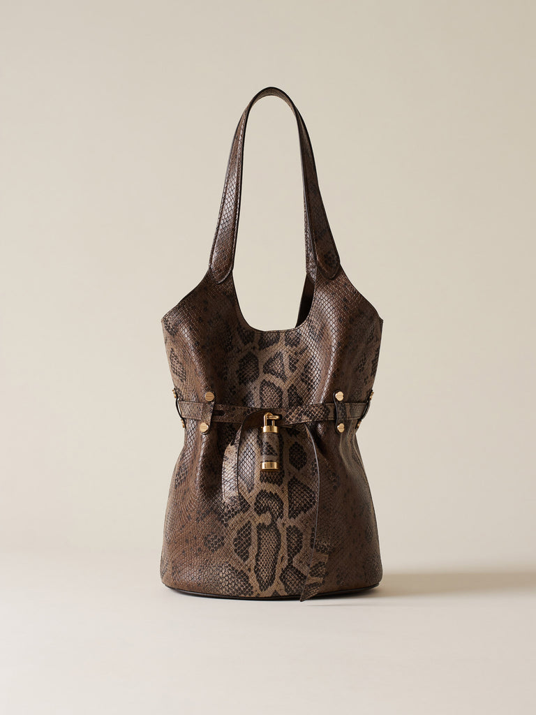   Leather shoulder bag     - PREMIERE BUCKET BAG SMALL - Borbonese