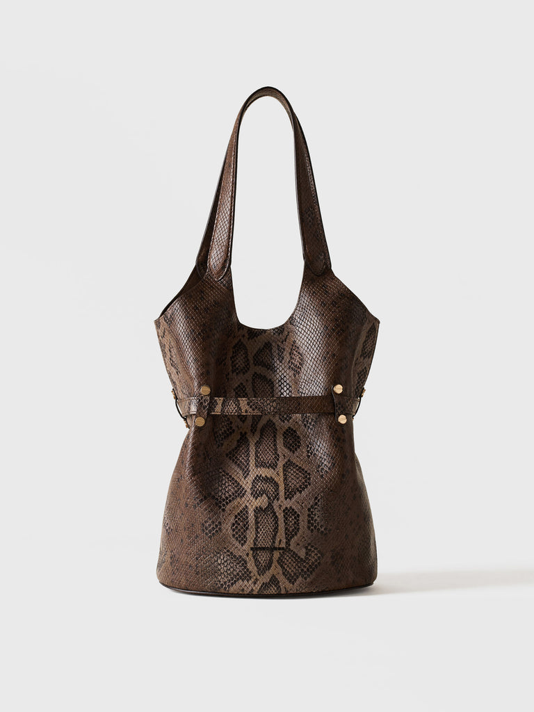  Leather shoulder bag     - PREMIERE BUCKET BAG SMALL - Borbonese