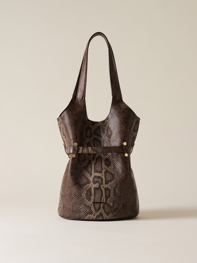   Leather shoulder bag     - PREMIERE BUCKET BAG SMALL - Borbonese