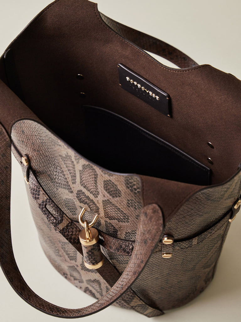   Leather shoulder bag     - PREMIERE BUCKET BAG SMALL - Borbonese