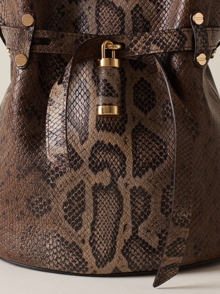   Leather shoulder bag     - PREMIERE BUCKET BAG SMALL - Borbonese