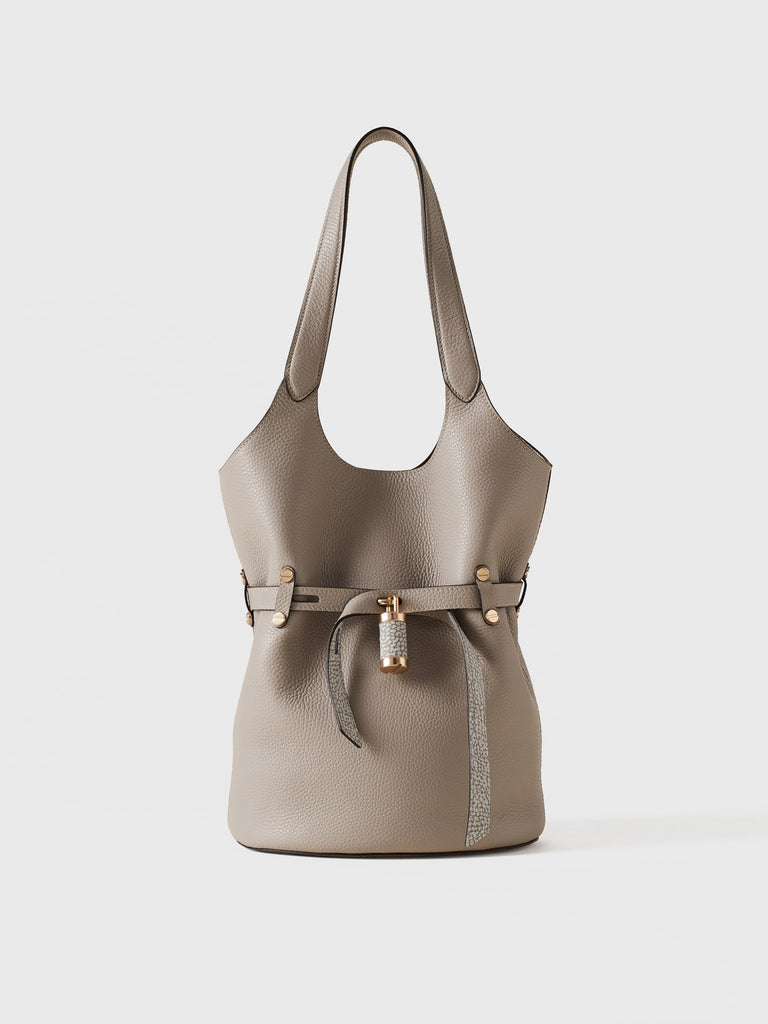 Leather shoulder bag - PREMIERE BUCKET BAG SMALL - Borbonese