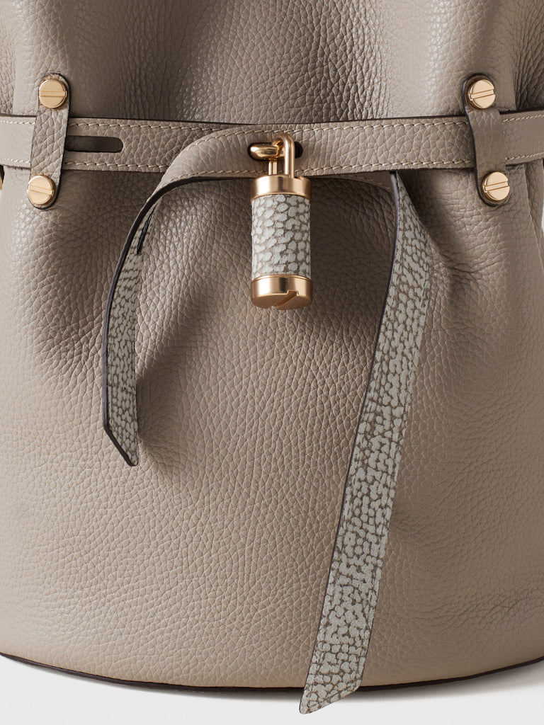 Leather shoulder bag - PREMIERE BUCKET BAG SMALL - Borbonese