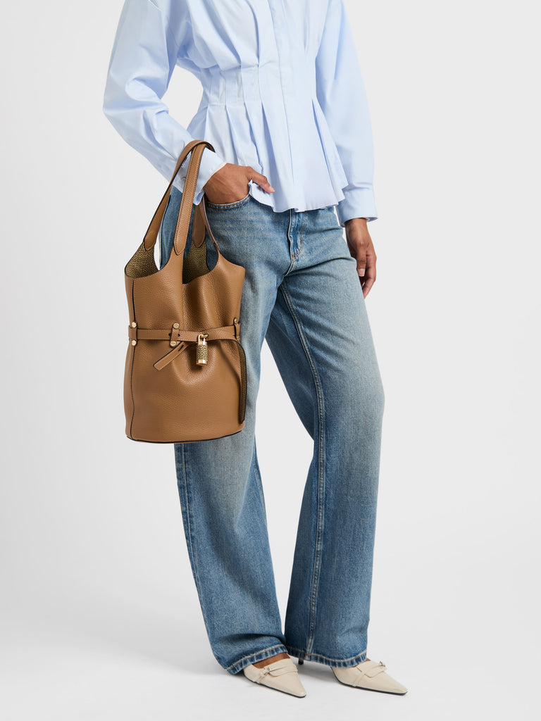Borsa a spalla in pelle - PREMIERE SECCHIELLO SMALL - Borbonese
