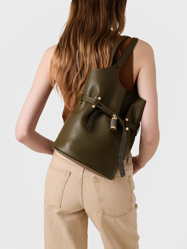 Leather shoulder bag - PREMIERE BUCKET BAG SMALL - Borbonese