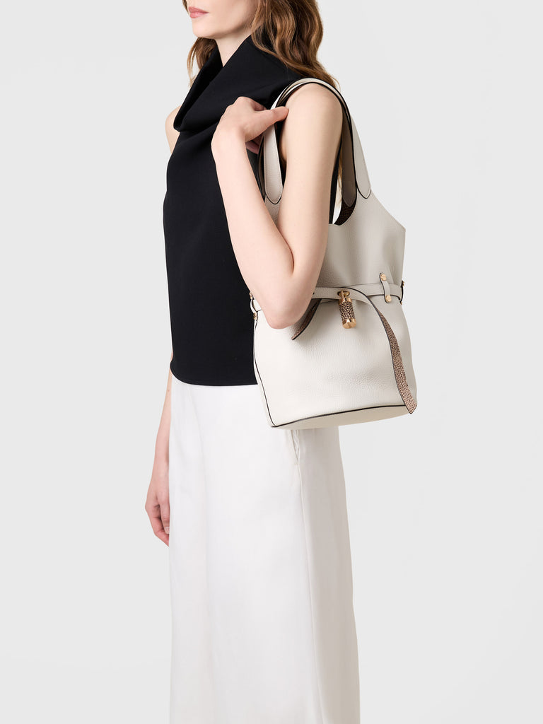 Leather shoulder bag - PREMIERE BUCKET BAG SMALL - Borbonese