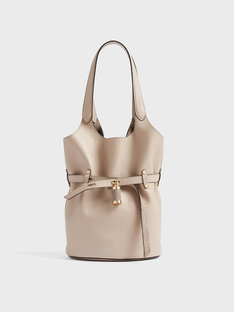 Leather shoulder bag - PREMIERE BUCKET BAG SMALL - Borbonese