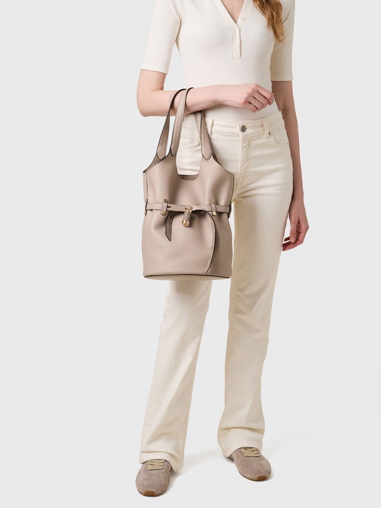 Leather shoulder bag - PREMIERE BUCKET BAG SMALL - Borbonese