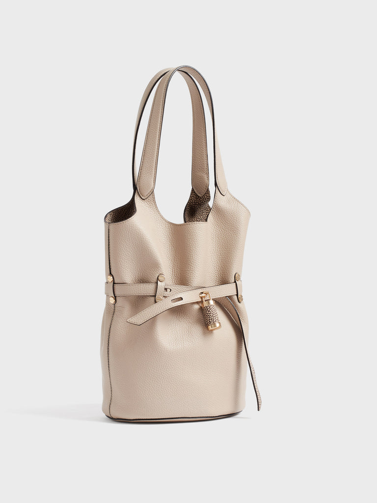 Leather shoulder bag - PREMIERE BUCKET BAG SMALL - Borbonese