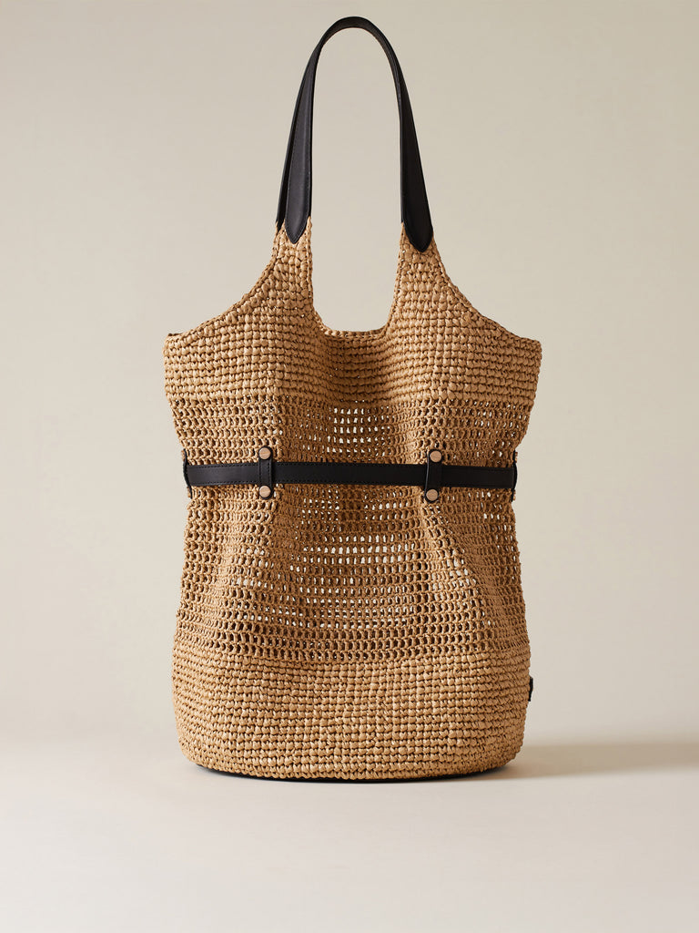 Straw effect fabric Shoulder bag - PREMIERE BUCKET BAG LARGE - Borbonese