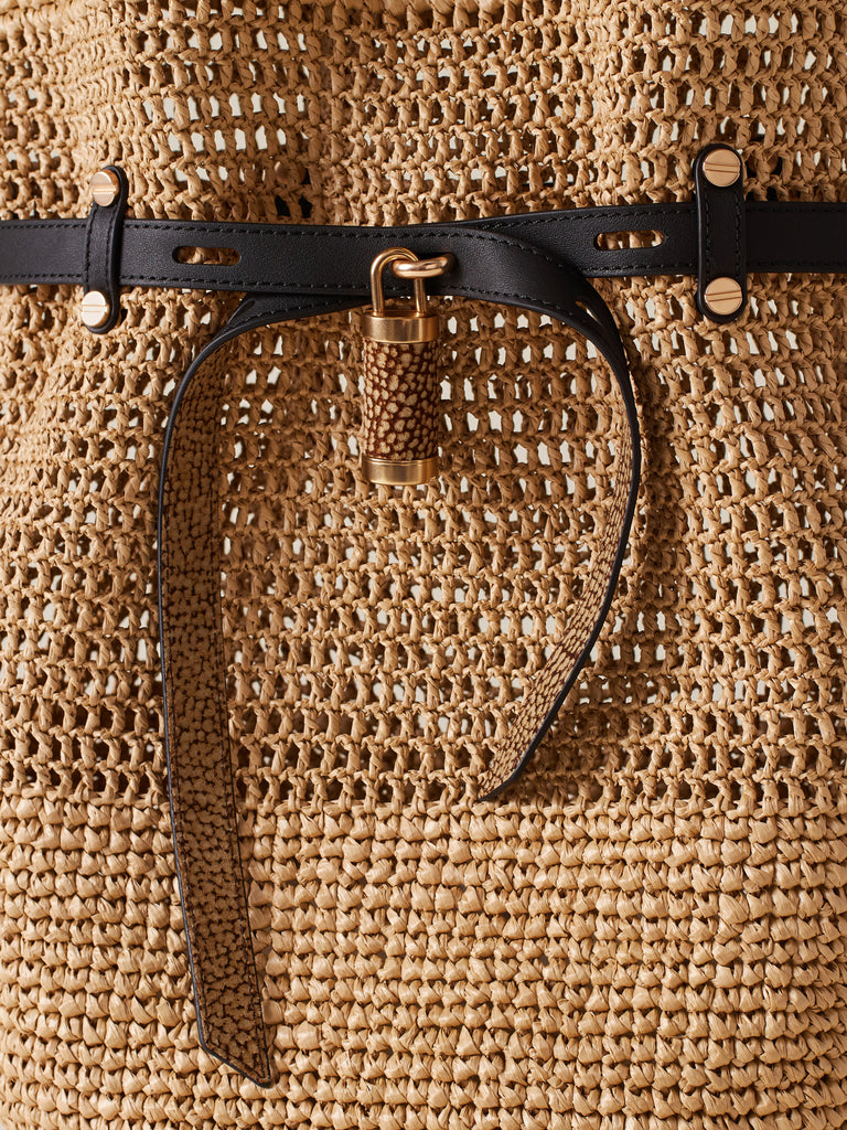 Borsa a spalla in Tessuto effetto Paglia - PREMIERE SECCHIELLO LARGE - Borbonese