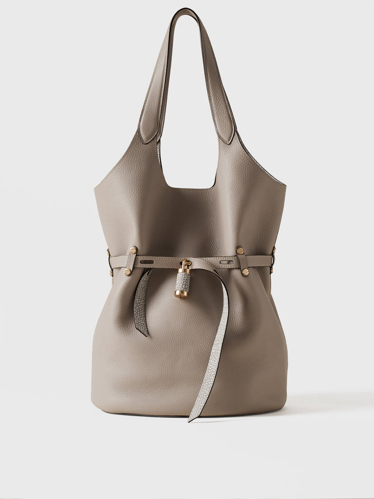 Leather shoulder bag - PREMIERE BUCKET BAG LARGE - Borbonese