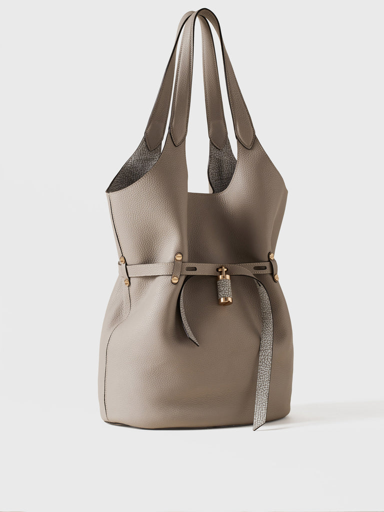 Leather shoulder bag - PREMIERE BUCKET BAG LARGE - Borbonese