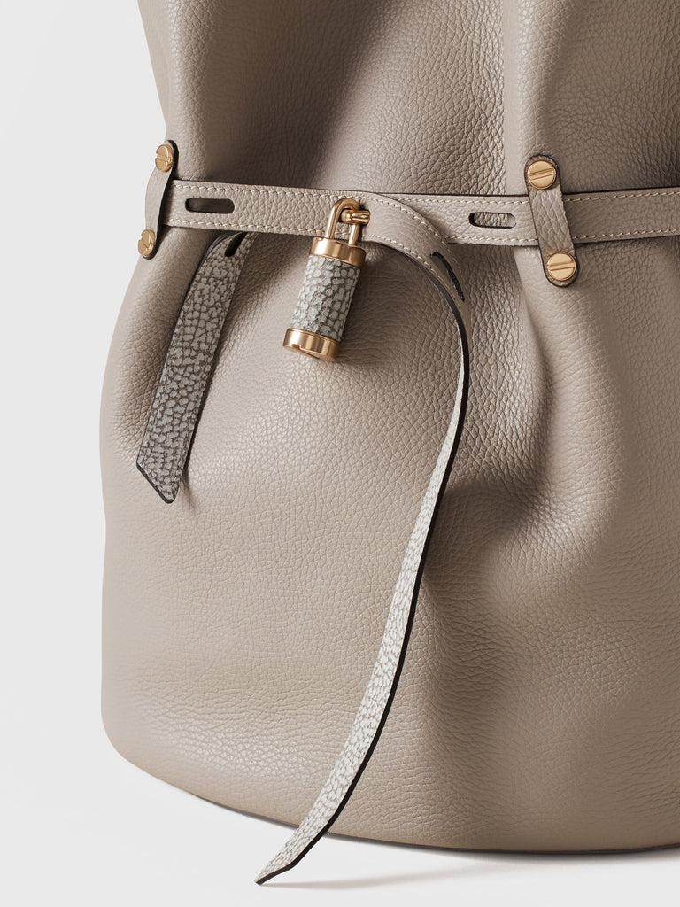 Leather shoulder bag - PREMIERE BUCKET BAG LARGE - Borbonese