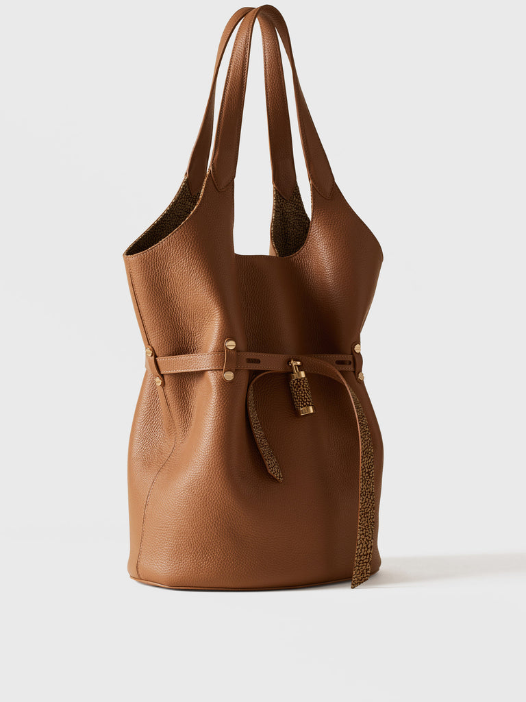 Borsa a spalla in pelle - PREMIERE SECCHIELLO LARGE - Borbonese