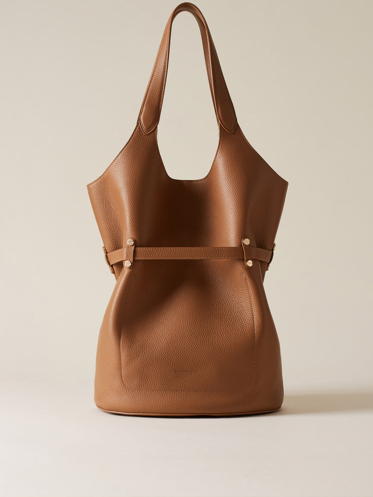 Leather shoulder bag - PREMIERE BUCKET BAG LARGE - Borbonese