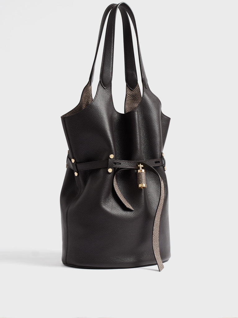 Borsa a spalla in pelle - PREMIERE SECCHIELLO LARGE - Borbonese