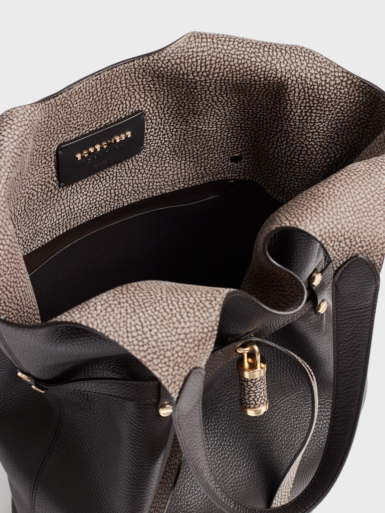 Borsa a spalla in pelle - PREMIERE SECCHIELLO LARGE - Borbonese