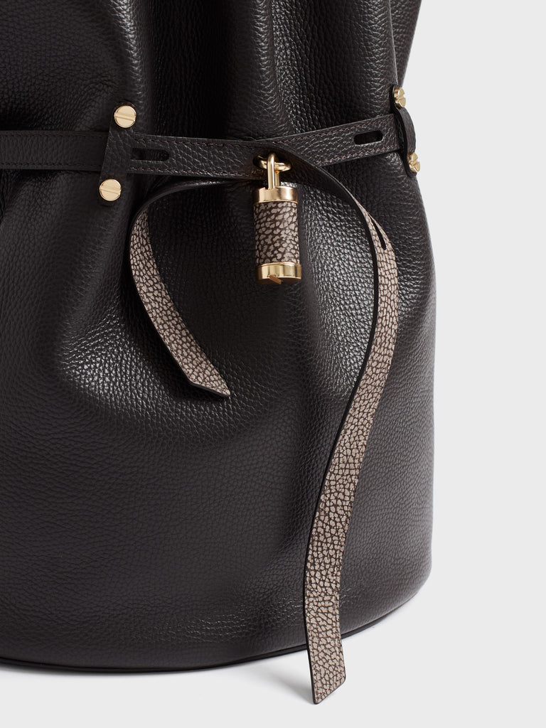 Borsa a spalla in pelle - PREMIERE SECCHIELLO LARGE - Borbonese