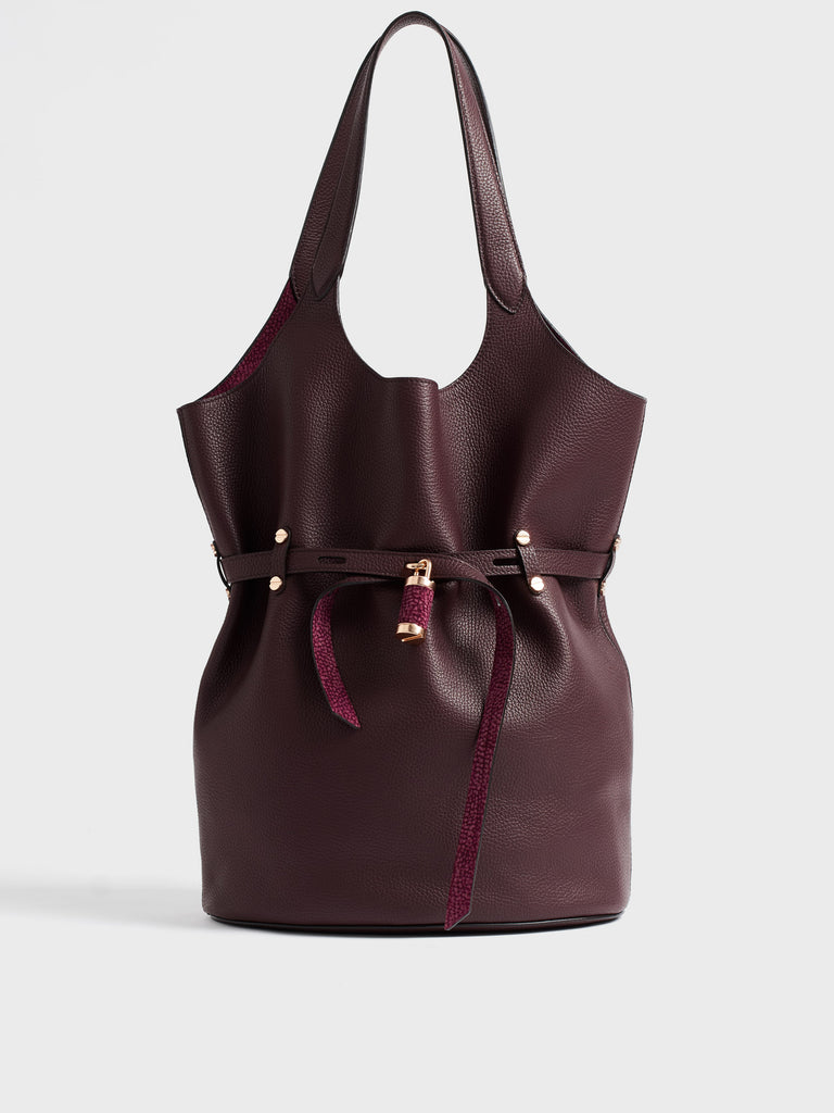 Borsa a spalla in pelle - PREMIERE SECCHIELLO LARGE - Borbonese