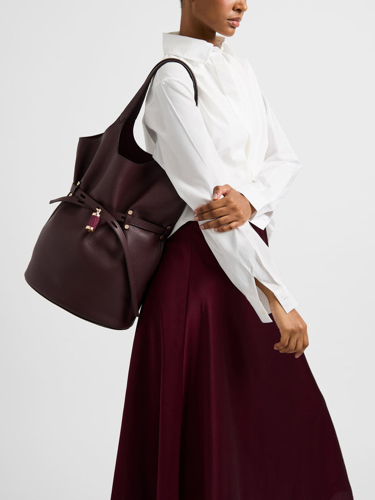 Borsa a spalla in pelle - PREMIERE SECCHIELLO LARGE - Borbonese