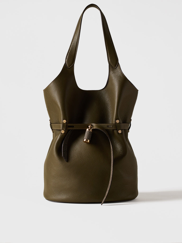 Borsa a spalla in pelle - PREMIERE SECCHIELLO LARGE - Borbonese