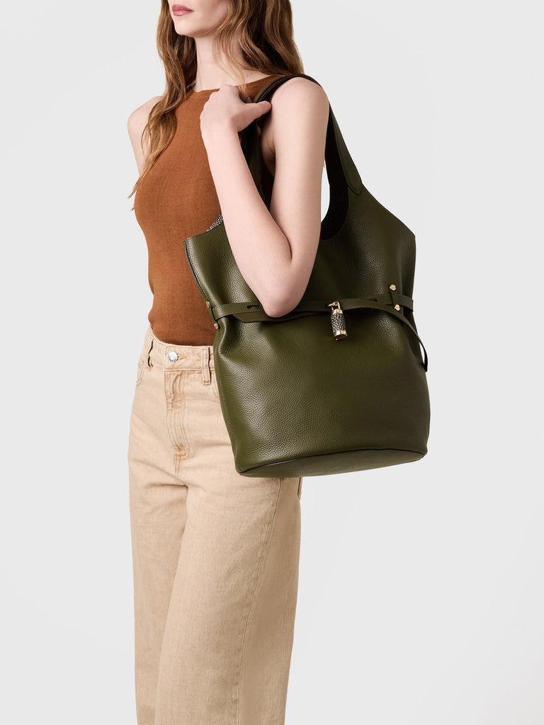 Leather shoulder bag - PREMIERE BUCKET BAG LARGE - Borbonese