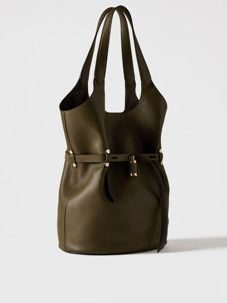 Borsa a spalla in pelle - PREMIERE SECCHIELLO LARGE - Borbonese