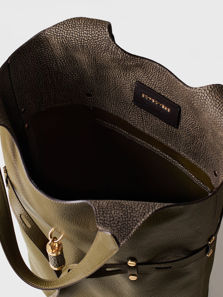 Borsa a spalla in pelle - PREMIERE SECCHIELLO LARGE - Borbonese