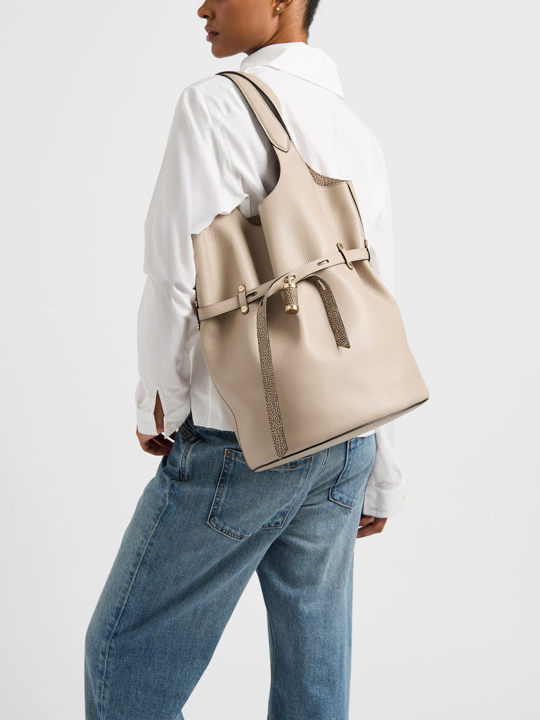 Borsa a spalla in pelle - PREMIERE SECCHIELLO LARGE - Borbonese
